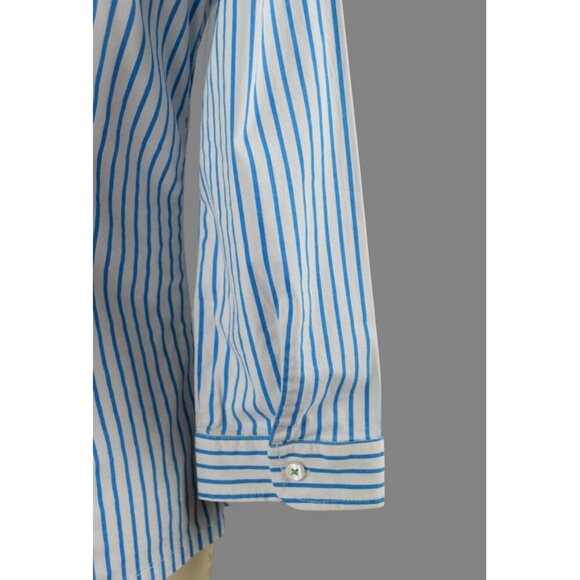 TIZZIE STRIPED COTTON BLUE BUTTON UP SHIRT - Picture 5 of 7